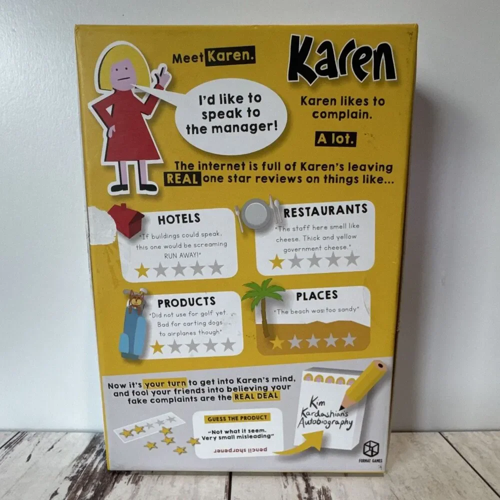 Karen Humor Party Card Game 3-10P Ages 14+ One Star Reviews 2021